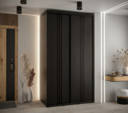 Arte Cannes Vi Sliding Door Wardrobe In Black - Premium Laminated Board - Pvc-Finished Edges - W130Cm X H205Cm X D60Cm - thumbnail 2