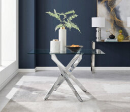 Furniturebox Uk Leonardo 4 Table And 4 Light Grey Nora Silver Leg Chairs - thumbnail 2