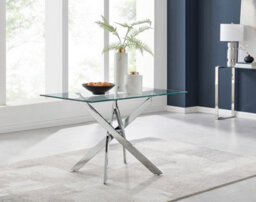 Furniturebox Uk Leonardo 4 Table And 4 Light Grey Nora Silver Leg Chairs - thumbnail 3