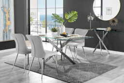 Furniturebox Uk Leonardo 4 Table And 4 Light Grey Nora Silver Leg Chairs - thumbnail 1