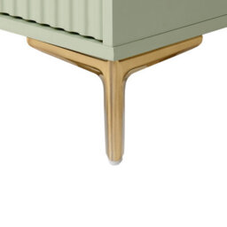 Wyld and Coco Luxehome Green Mdf Chest Of Drawers - 6 Drawer Fluted Front, Gold-Tone Handles, Slim Iron Legs - thumbnail 8