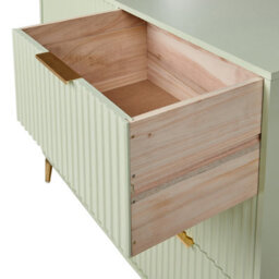 Wyld and Coco Luxehome Green Mdf Chest Of Drawers - 6 Drawer Fluted Front, Gold-Tone Handles, Slim Iron Legs - thumbnail 7