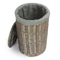Red Hamper H035Gry/1 Small Antique Wash Round Linen Basket With Grey Sage Lining - thumbnail 2