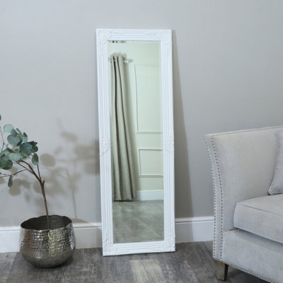 Melody Maison Tall / Long White Ornate Wall / Leaner Mirror - 47Cm X 142Cm - image 1