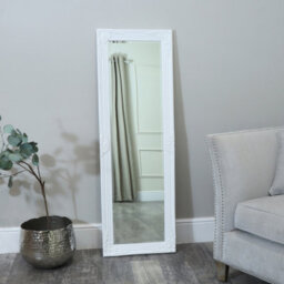 Melody Maison Tall / Long White Ornate Wall / Leaner Mirror 47Cm X 142Cm