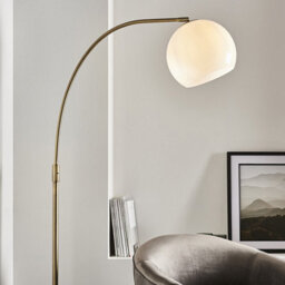 Luminosa Lighting Luminosa Otto Complete Floor Lamp Matt Antique Brass Plate, Opal Glass - thumbnail 2