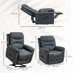 Grey Riser And Recliner Chair With Massage, Heat, Usb, Power Lift Chair - thumbnail 2