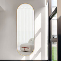 Living And Home Gold Oval Full Length Framed Mirror Wall Mounted Mirror 40 X 150 Cm