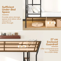 Costway Bunk Bed With Desk Single Over Single Loft Bed With Guardrail - thumbnail 4