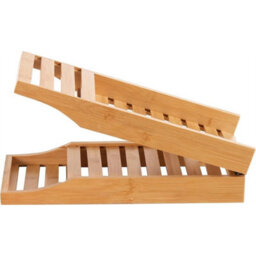 Bamboo Bath Tub Rack Foldable Adjustable Tray Caddy Organiser Natural - thumbnail 1