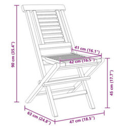 Vidaxl Folding Garden Chairs 4 Pcs 47X63X90 Cm Solid Wood Teak - thumbnail 5
