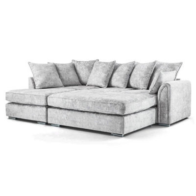 Chiswick Right Hand Corner Sofa + Free Footstool Silver (Scatter Back) - image 1