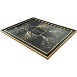 Deenz Rectangle Shaftesbury A4 Wall Mount Photo Frame Black Gold Accent Edge Border Glass Home Office Deco Hangingstanding 29X21Cm - thumbnail 2
