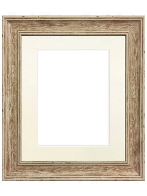 Frames By Post Scandi Distressed Wood Frame With Ivory Mount For Image Size A3 - image 1