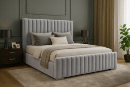 Slumbre Portland Plush Velvet Ottoman Storage Bed, With Footboard - 3Ft Single - Silver