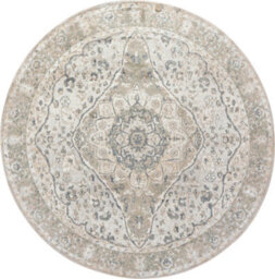Livabliss Round Lillian-Washable Grey Green Traditional Vintage Boho Living Dining Rug 200 X 200 Cm Easy Care, Non Shedding