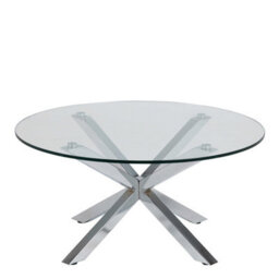 Wyld Haus Perth Round Coffee Table Clear Tempered Glass Top With Chrome Cross Base 820 mm - thumbnail 2