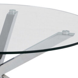 Wyld Haus Perth Round Coffee Table Clear Tempered Glass Top With Chrome Cross Base 820 mm - thumbnail 5