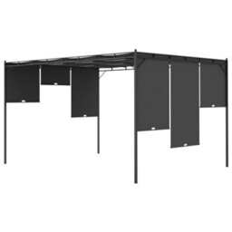 Berkfield Durable Garden Gazebo With Side Curtain 4X3X2.25 M Anthracite - thumbnail 5