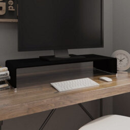 Berkfield Tv Stand/monitor Riser Glass Black 80X30X13 Cm