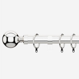Polished Chrome 28mm Ball Fixed Length Metal Curtain Pole  310Cm
