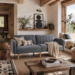 Wyld Haus Nile Linen Grey 3-Seater Click-Clack Sofa Bed With Adjustable Split Backrest