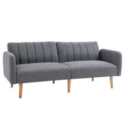 Wyld Haus Nile Linen Grey 3-Seater Click-Clack Sofa Bed With Adjustable Split Backrest - thumbnail 2