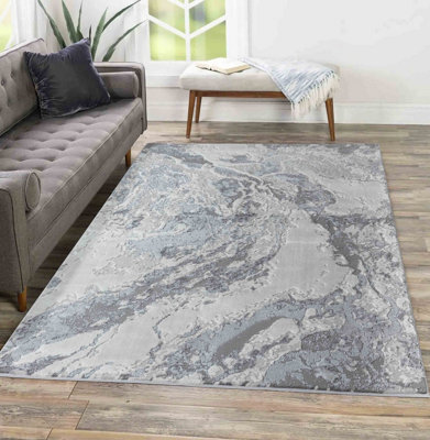 Picasso Modern Waterflow Abstract Area Rugs Silver 160X230 Cm - image 1