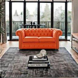 Chesterfield 2 Seater Shelly Flamenco Leather Sofa Settee Bespoke In Classic Style - thumbnail 2