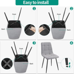 Longtoo Set Of 6 Linen Upholstered Dining Chairs With High Back And Modern Design,grey - thumbnail 6