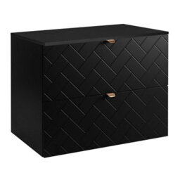 Heze Furniture Trend Herringbone Pattern Door 80Cm Bathroom Cabinet Vanity Unit With Worktop Black - thumbnail 4