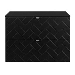 Heze Furniture Trend Herringbone Pattern Door 80Cm Bathroom Cabinet Vanity Unit With Worktop Black - thumbnail 3