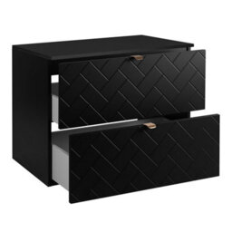 Heze Furniture Trend Herringbone Pattern Door 80Cm Bathroom Cabinet Vanity Unit With Worktop Black - thumbnail 2