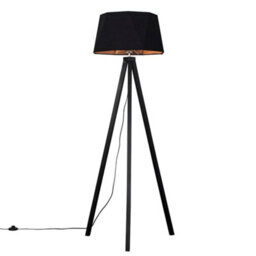 Valuelights Barbro Black Tripod Floor Lamp With Black/copper Shade - thumbnail 5