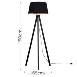 Valuelights Barbro Black Tripod Floor Lamp With Black/copper Shade - thumbnail 8