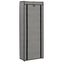 Walplus Shoe Cabinet With Cover Grey 57X29X162 Cm Fabric - thumbnail 3