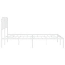 Berkfield Metal Bed Frame Without Mattress With Headboard White 160X200Cm - thumbnail 6