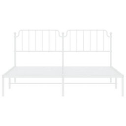 Berkfield Metal Bed Frame Without Mattress With Headboard White 160X200Cm - thumbnail 5