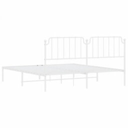 Berkfield Metal Bed Frame Without Mattress With Headboard White 160X200Cm - thumbnail 7