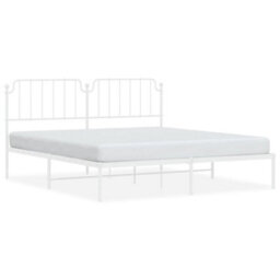 Berkfield Metal Bed Frame Without Mattress With Headboard White 160X200Cm - thumbnail 2