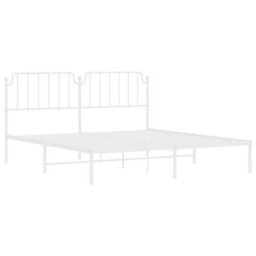 Berkfield Metal Bed Frame Without Mattress With Headboard White 160X200Cm - thumbnail 4
