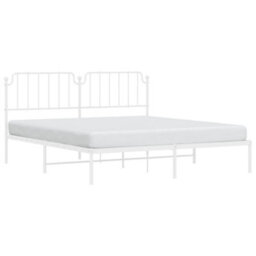 Berkfield Metal Bed Frame Without Mattress With Headboard White 160X200Cm - thumbnail 3
