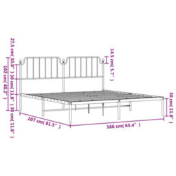 Berkfield Metal Bed Frame Without Mattress With Headboard White 160X200Cm - thumbnail 9