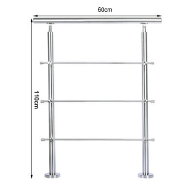 Darphe Stainless Steel Stair Handrail With Triple Cross Bars (60Cm Wide X 110Cm High)