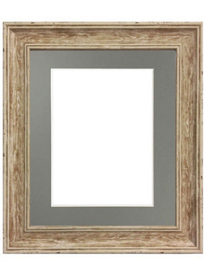 Frames By Post Scandi Distressed Wood Frame With Dark Grey Mount For Image Size 9 X 6 - image 1