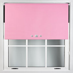 Furnished Blackout Roller Blinds With Triple Square Eyelets And Metal Fittings- Pink Trimmable (W)95Cm (L)165Cm