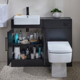 Homestylestore 1050mm Black Grey Bathroom Combination Vanity Wc Unit With Black T Bar Handle - thumbnail 1