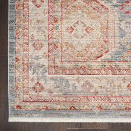 Light Blue Multicoloured Traditional Bordered Geometric Rug For Bedroom & Living Room-160Cm X 234Cm - thumbnail 6