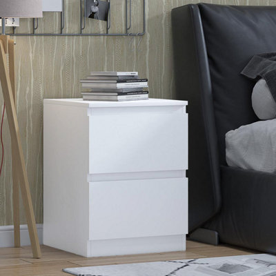 SquareBoxx Olivia Matt White 2 Drawer Freestanding Bedside Table - (H) 55Cm X (W) 40Cm X (D) 40Cm - image 1