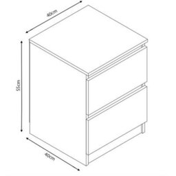 SquareBoxx Olivia Matt White 2 Drawer Freestanding Bedside Table - (H) 55Cm X (W) 40Cm X (D) 40Cm - thumbnail 2